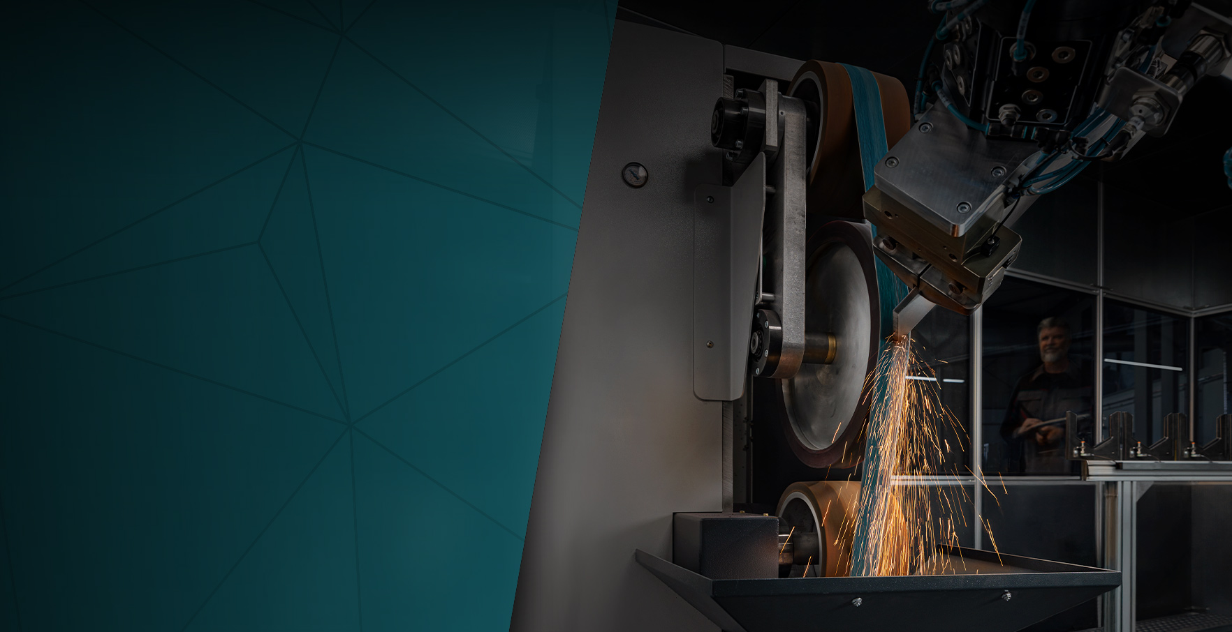 Backstand grinding with triangular abrasive grain